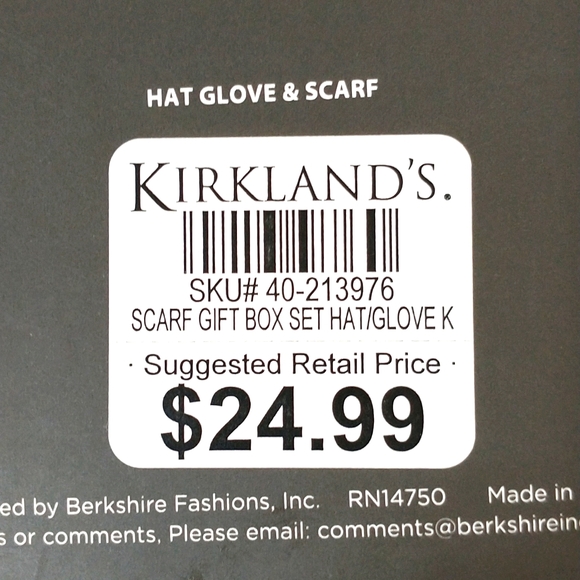 NWT Kirkland's ladies scarf, hat & glove set. Gray with silver metallic, soft. - Picture 3 of 4